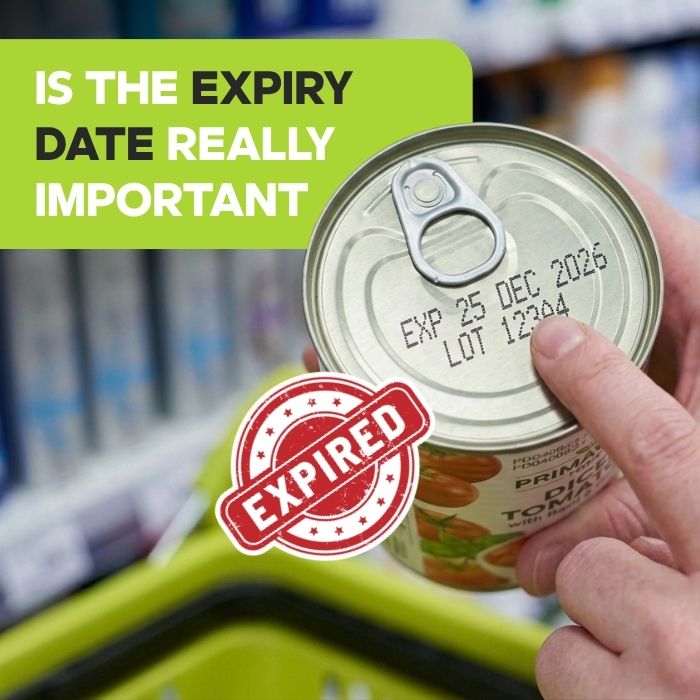 Close-up of product packaging showing expiry date and manufacturing details